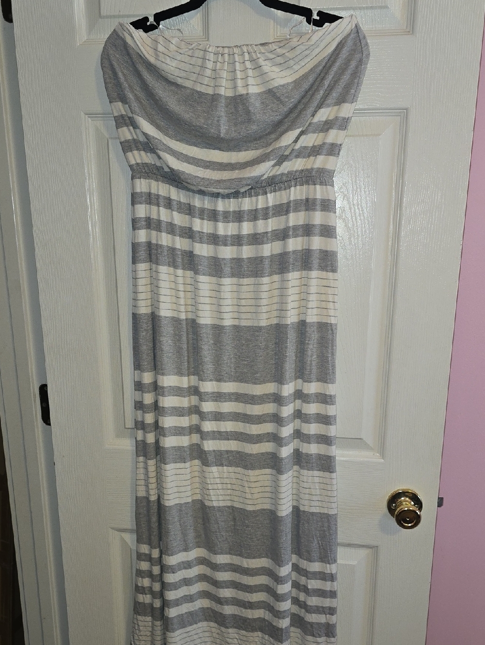 Gray and White Striped Maxi Dress — Effortless Everyday Style